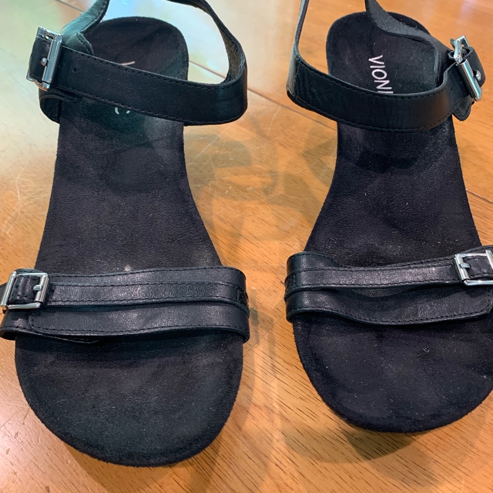 Black wedge sandals
